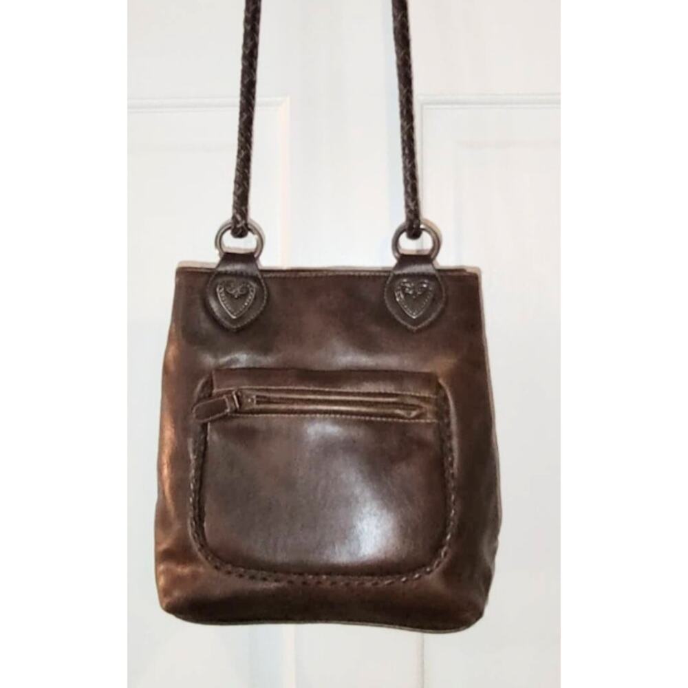 Brown Faux Leather Shoulder Bag
